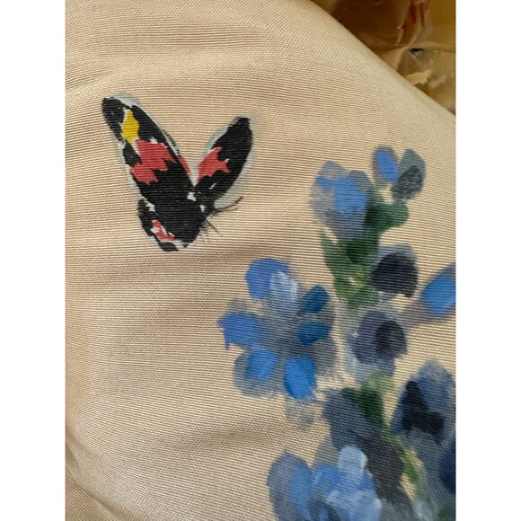 Vintage Silk Victorian Pillow Hand Painted ruffled yellow Dawn filled READ - Picture 6 of 16